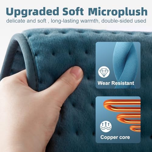 17x33 Heating Pad for Pain Relief, Ultra-Soft Microplush Fabric, 6 Adjustable Heat Settings (Moist & Dry), Safe 2-Hour Auto Shut-Off, Hot Water Bottles Gift Perfect for Back, Neck, Shoulders