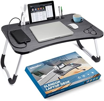 Slendor Foldable Lap Desk with Cup Holder for Bed, Couch, Floor