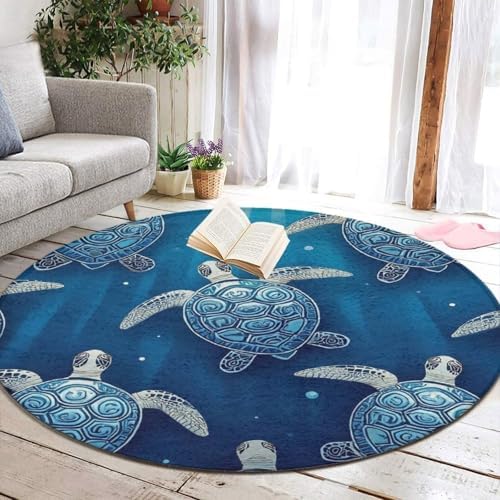Circular Rugs Large Modern Round Area Rug Fashion Decor Mat for Home Office Tribal Sea Turtles