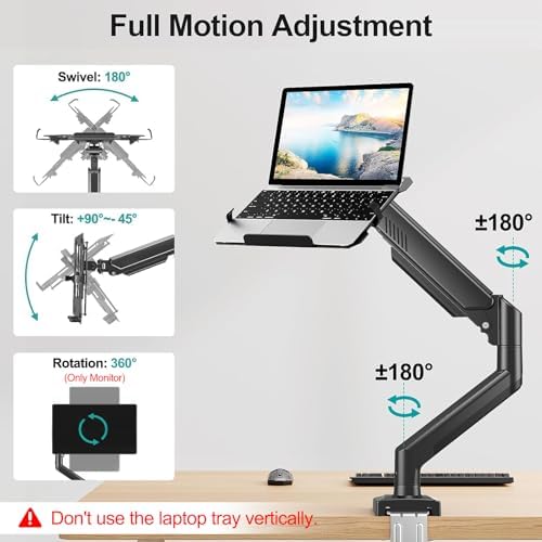 MOUNT PRO Laptop Arm Mount for Desk, Fits Max 17" Notebook and 32" Monitors