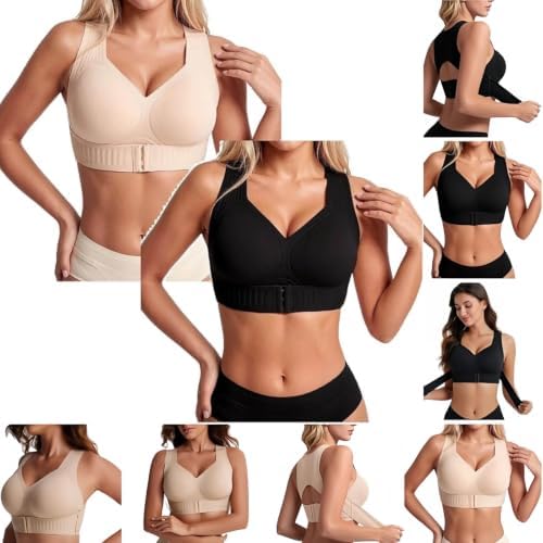 Posture Support Bras For Older Women Front Closure Crossback Wireless Bra Seamless Full Coverage Push Up Bralettes