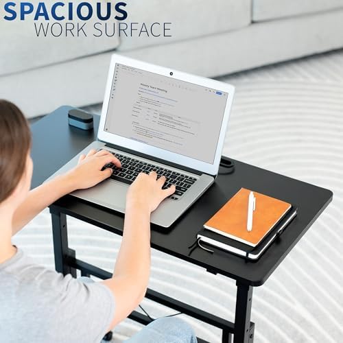 VIVO Mobile 32 x 16 inch Computer Workstation, Standing Portable Desk with Wheels for Laptop Work, Home Office, Black, CART-V02A