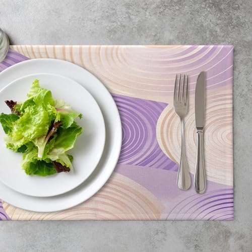 Abstract Art Pastel Hues Linen Placemats, Purple Soft and Modern Pattern Table Mats for Table Washable Heat Insulation Thick Dining Mat, Indoor/Outdoor 12X18 in 6 Pcs