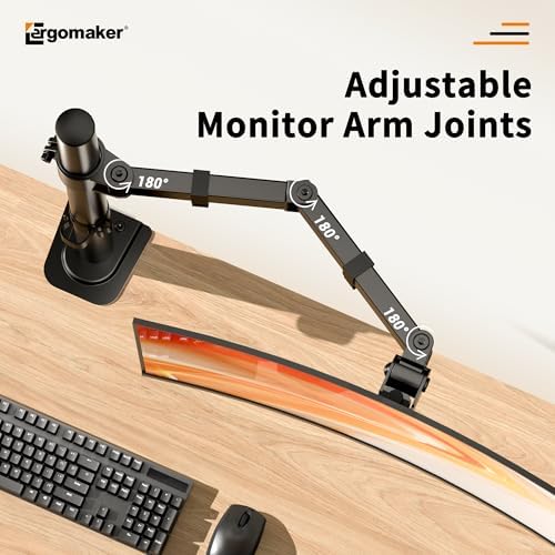 ERGOMAKER Single Monitor Stand, Height Adjustable Swivel for 13-27" Screens
