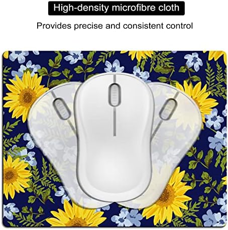 Small Mouse Pad Cute, Mini Mouse Pads for Wireless Mouse and Laptop, Travel Mousepad with Designs - Pretty Sunflowers, Portable Mousepads with Non-Slip Rubber Base for Women - 5.5 x 7 in