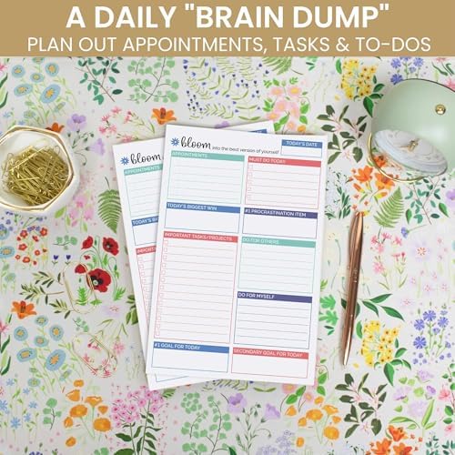bloom daily planners Double Sided Daily To Do List Planning Pad - 80 Tear Off Sheets for Work, Home or Office Organization (Teal) - 6" x 9"