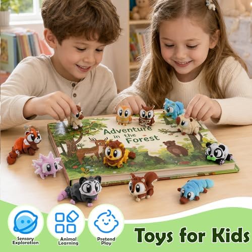 24PCS 3D Printed Animals, Multi-Color Articulated Animal Toys for Kids