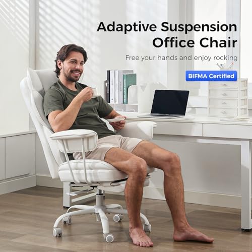 amseatec Big and Tall Office Chair, Reclining Executive Chair with Footrest