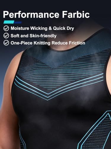 Odoland 3 Pack Men Compression Shirt Slimming Body Shaper Workout Vest