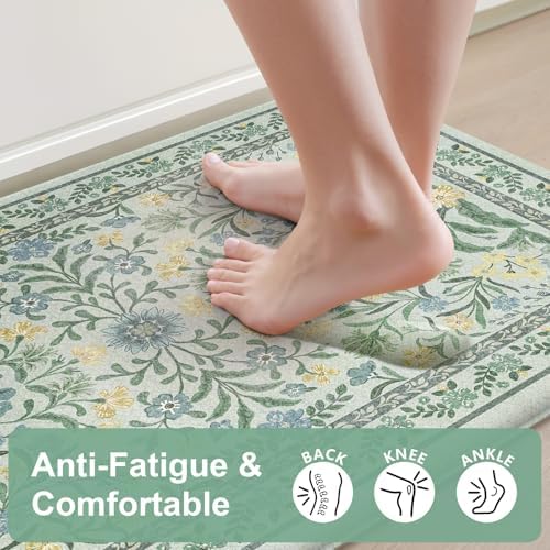 Collive Waterproof Anti Fatigue Mats for Kitchen Floor, Boho Kitchen Rugs