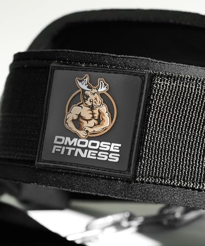 DMoose Fitness Neck Harness for Weight Lifting - Soft Padded Head & Chin Strap with 30" Heavy Duty Steel Chain - Neck Exerciser, Trainer & Strengthener to Support Injury Recovery and Intense Workouts