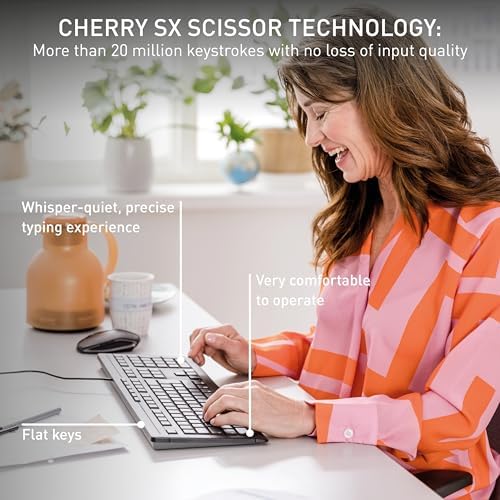 Cherry Stream Keyboard | Wired Slim Whisper Quiet | Silent Keys | Black