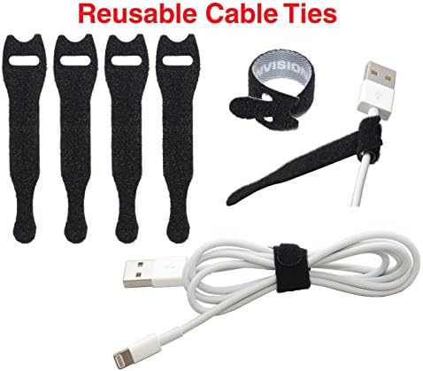 Heaviest Cable Organizer on the Market! Compact and Weighted Desktop Cord Holder for Desk and Nightstand, Eco-Friendly Silicone, No Bad Smell, Bundled with 4 Reusable Cable Ties! (Black)