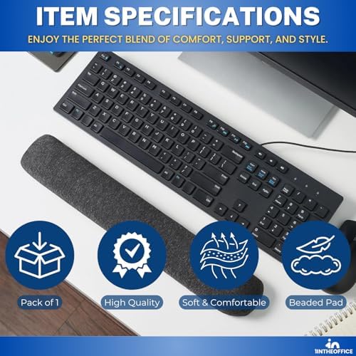 1InTheOffice Beaded Keyboard Wrist Rest Pad, Black/Gray