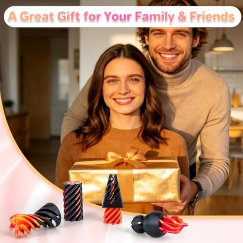 3D Printed Fidget Toys (4 Pack), Impossible Cone & Pyramid Spiral Toy, Optical Illusion Passthrough Desk Toys for Adults & Kids, Stress Relief Sensory Fidgets for Anxiety, Cool Office Gifts, 4PCS XL