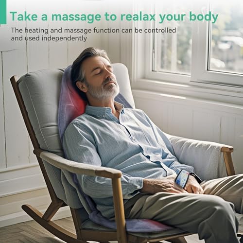 Snailax Back Massager with Heat, Vibration Massage Seat Cushion with 6 Vibrating Motors and 2 Heat Levels, Massage Chair Pad for Home Office use, Gifts for Women, Men