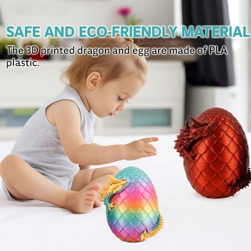 3D Printed Dragon Egg with Articulated Dragon Inside, Fidget Toy for Kids