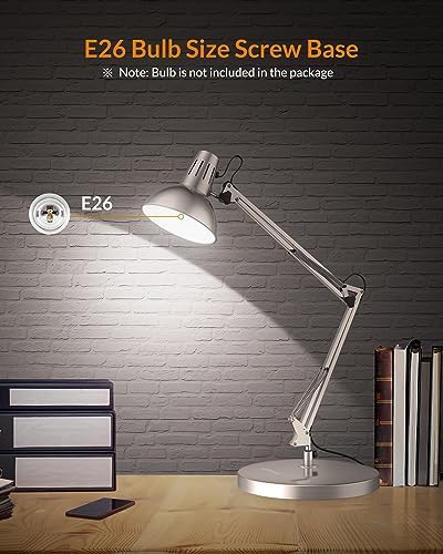LEPOWER Metal Adjustable Desk Lamp with Clamp, Swing Arm for Home Office