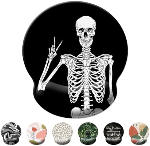 Mouse Pad Wrist Support, Ergonomic Mouse Pad with Wrist Rest,Comfortable Mousepad for Non-Slip Base,Pain Relief Mouse Pads for Desk,Computer,Laptop,Office & Home(Black Human Skeleton Skull)