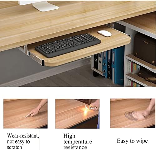V3VOGUE Slides Keyboard Tray - Under Desk Smooth Gliding - Pull-Out Drawers Keyboard and Mouses Holder, Ergonomics/Easy Install/Height Adjustable, Support Keyboard Storage Shelf