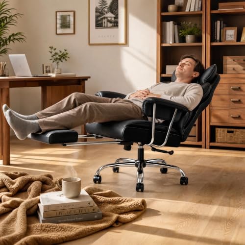 Furmax Big and Tall Office Chair, High Back Gaming Chair with Footrest for Heavy People, 400LBS Ergonomic Comfy Office Chair with Adjustable Armrests for Home Office (Black)