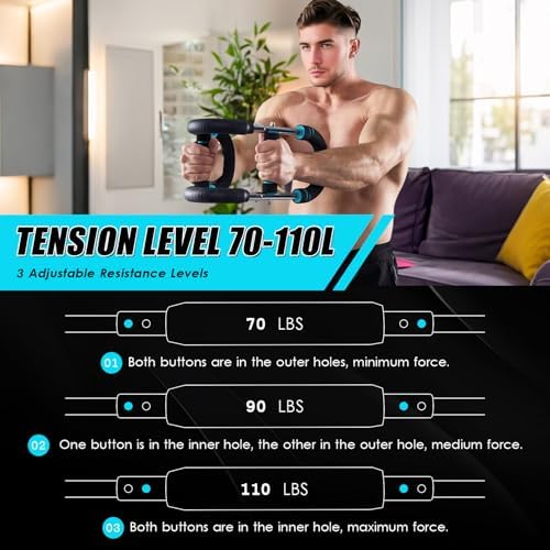 Twister Arm Exerciser, 70-110lb Adjustable Workout Equipment,Twister Arm Exerciser,Chest,Arms, Shoulders and Forearms Muscle Training Fitness Equipment,Portable Power Twister Bar