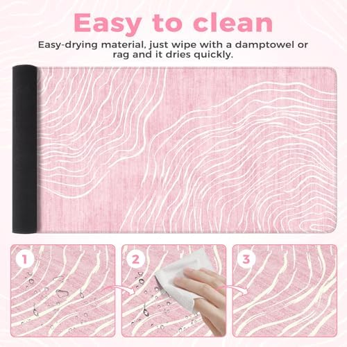 iCasso Large Desk Mat Pink,Big Mouse Pad with Stitched Edges