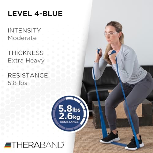 THERABAND Professional Resistance Band, Blue Level 4 Extra Heavy, 5 ft