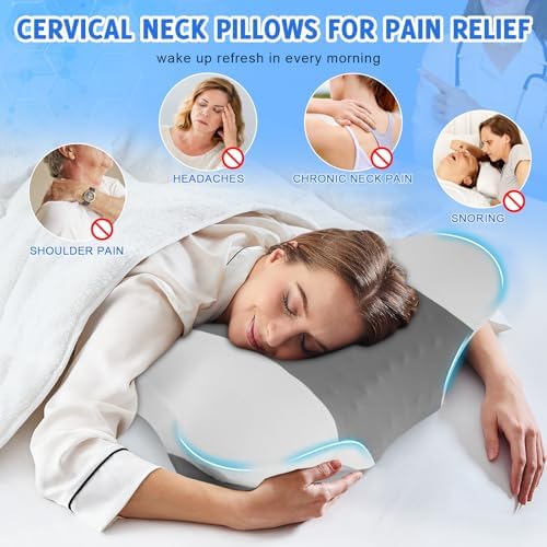 Queen Size Cervical Memory Foam Pillow, Dark Gray