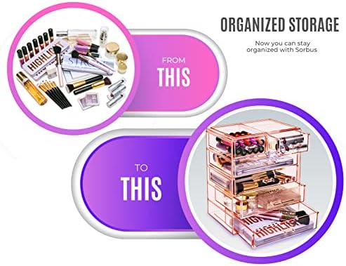Sorbus 6-Drawer Makeup Organizer with Small & Wide Drawers (Pink)