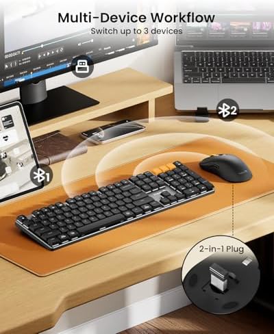 ProtoArc KM310 Wireless Mechanical Keyboard and Mouse, No Backlight