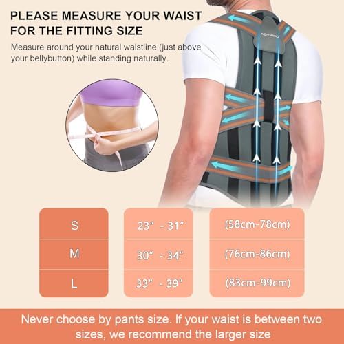 AIDY-PRO Full Back Brace Posture Corrector for Men And Women, Upper Back Support Brace Straightener Adjustable Shoulder Posture Corrector for Women Neck Hump, Hunchback, Thoracic, Spine Correctors L