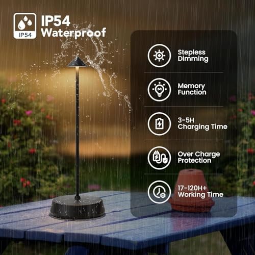 Cordless Touch Table Lamp Rechargeable LED Battery Operated 6000mAh