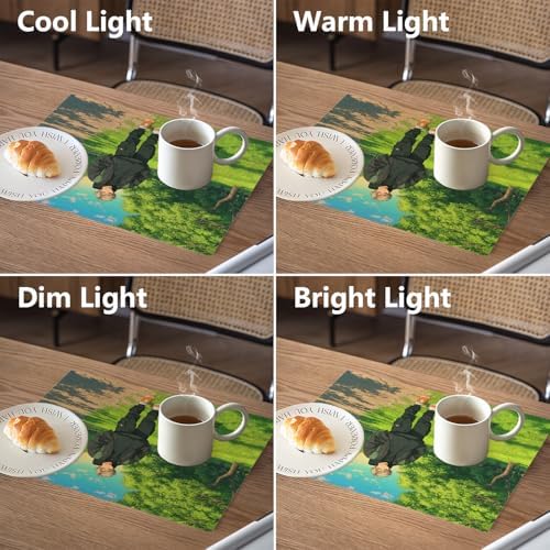 Casual Outfit Park Linen Placemats, Backpack Sneakers Table Mats for Table Washable Heat Insulation Thick Dining Mat, Indoor/Outdoor 12X18 in 4 Pcs