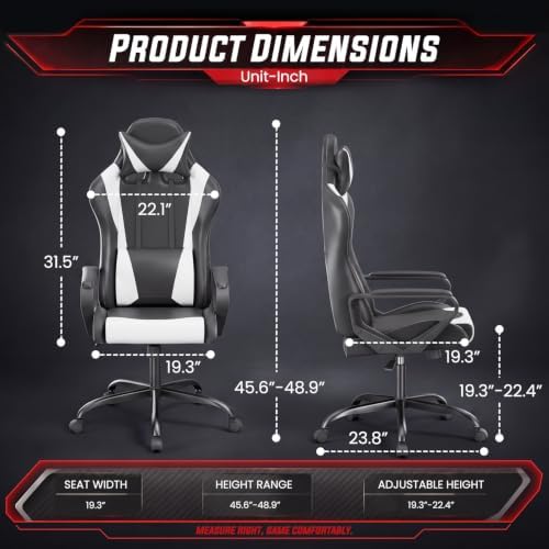PayLessHere | Gaming Chair | White | with Adjustable Lumbar Support