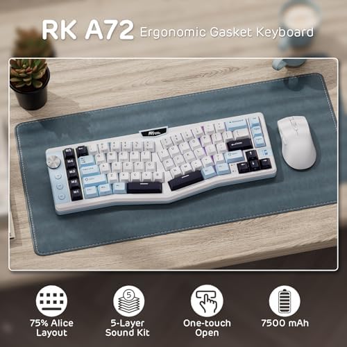 RK ROYAL KLUDGE A72 Alice Ergonomic Wireless Mechanical Keyboard,Split Ergo