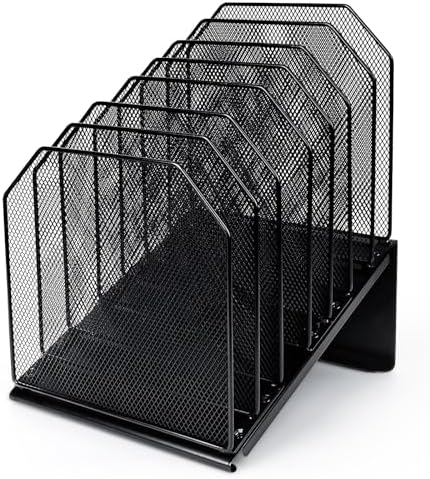 SUMMORO Inclined File Organizer for Desk, 7-Section Vertical File Holder