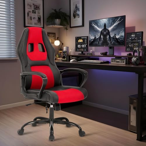 High-Back Computer Gaming Chair Red Massage Office Chair Ergonomic Racing