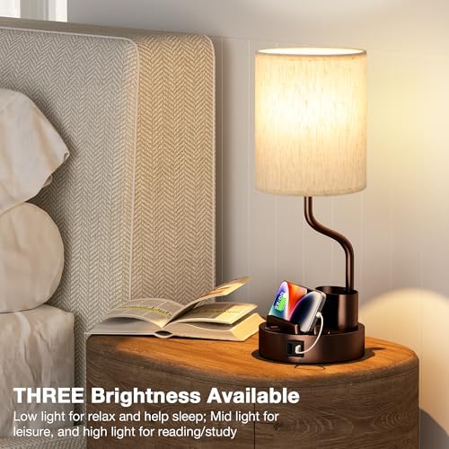Fenmzee Bedside Lamps for Bedroom Set of 2 - Table Desk Lamp for Nightstand