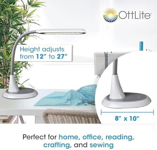 OttLite Wide Area Dimmable LED Table Lamp, White