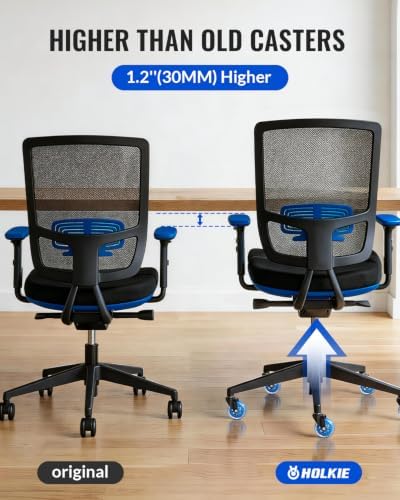 HOLKIE Gaming Chair Wheels Blue Core Silent Roller Blade Casters