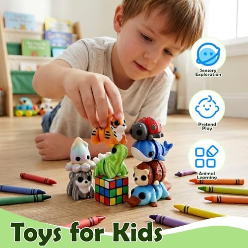 40PCS Mini 3D Printed Animals, Articulated Fidget Toys for Kids