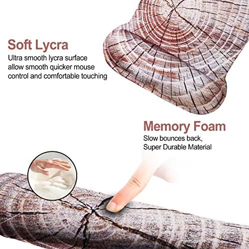 ToLuLu Keyboard Wrist Rest Mouse Pad Support, Gel Ergonomic Mouse Pads for Computer Laptop PC, Comfortable Durable Mousepad Keyboard Wrist Rests for Easy Typing Pain Relief, Wood Art