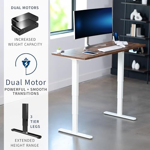 VIVO Rustic Vintage Brown 60 x 24 in Standing Desk, DESK-KIT-2W6N
