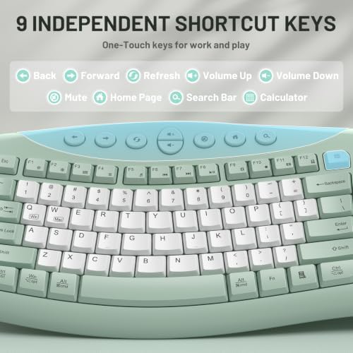 Wireless Keyboard and Mouse Combo Silent Ergonomic Curved Design for Office