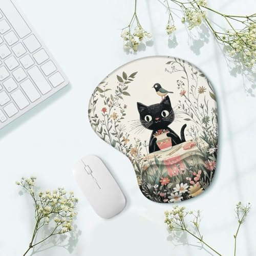 Cute Cat Mouse Pad with Wrist Support+Cup Mat