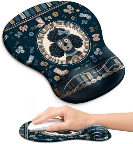 Ergonomic Mouse Pad with Wrist Rest, Gel Wrist Support, Poodle