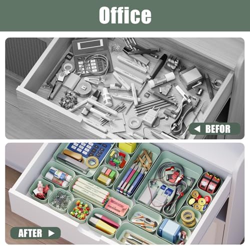 Drawer Organizers Bins 18 PCS for Bathroom Makeup Desk Office