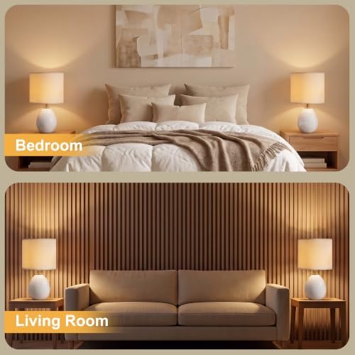 Dawnwake 17.7" Ceramic Table Lamps Set of 2 for Living Room Bedroom, White
