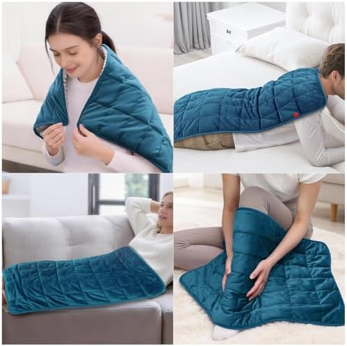 Comfytemp Weighted Heating Pad for Back & Period, FSA Eligible, 17x33, Blue